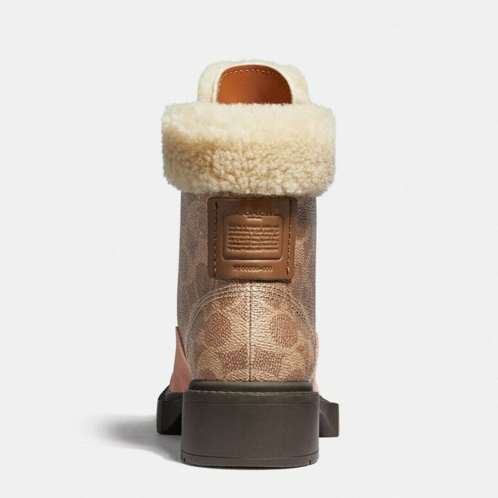Coach Lorimer Dusty Rose/Tan Signature Canvas and Suede Booties - Picture 6 of 12